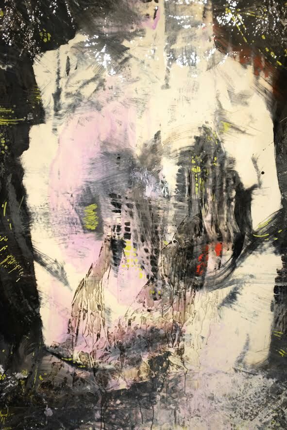 Untitled (NY), 160 x 120 cm, ink, lacquer and spray paint on PVC, 2018