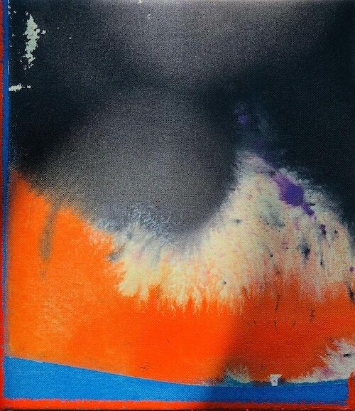 Untitled, ink and lacquer on canvas, 2022