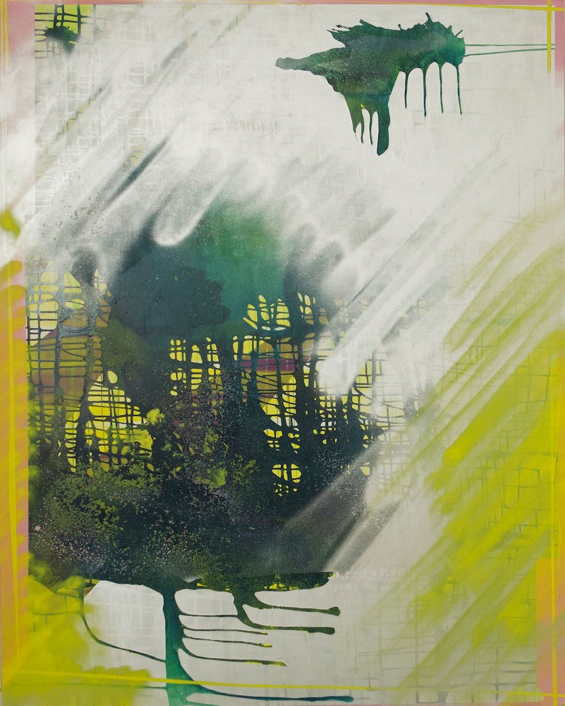 Gloria, lacquer and spray paint on canvas, 250 x 200 cm, 2017