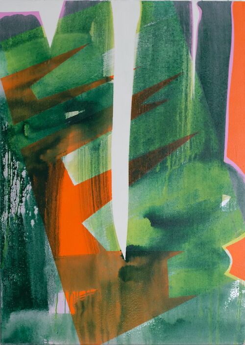 Untitled (Monsters), 110 x 80 cm, lacquer on canvas, 2021