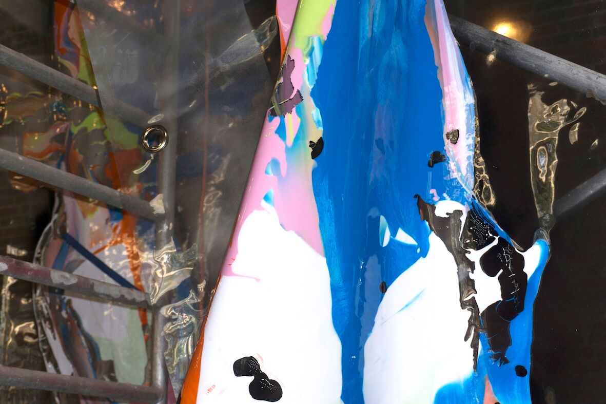 Commissioned work, Installation Detail, 2017, gloss paint on PVC / Photo: Alexander Freudenberger