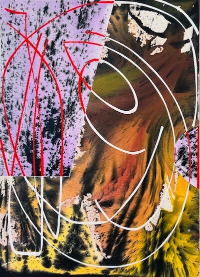 Untitled (Charades), 110 x 85 cm, ink and lacquer on canvas, 2023