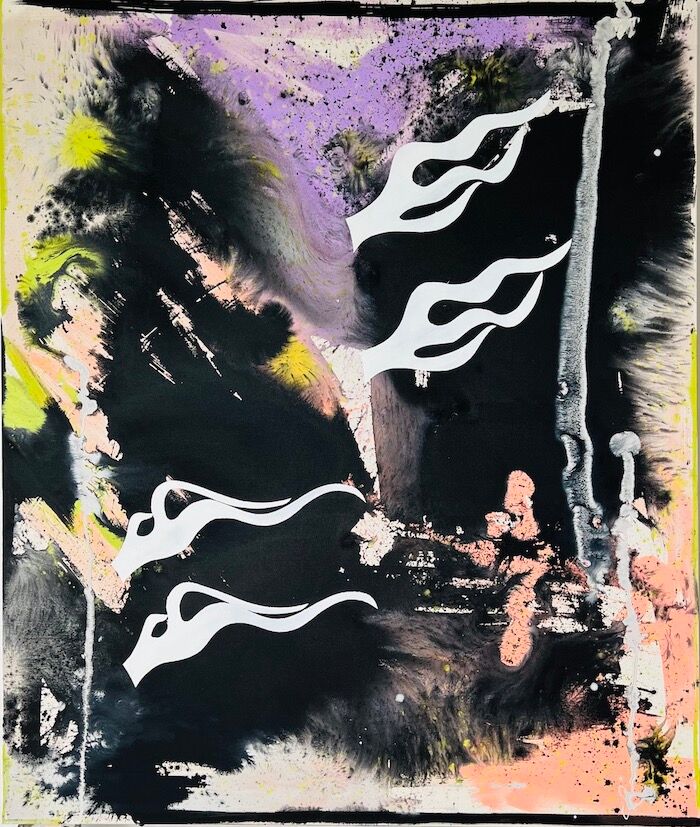 Weightless, 190 x 140 cm, ink and lacquer on canvas, 2023