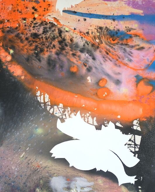 Ride The Dragon, 220 x 260 cm, ink and lacquer on canvas, 2022 (Detail)