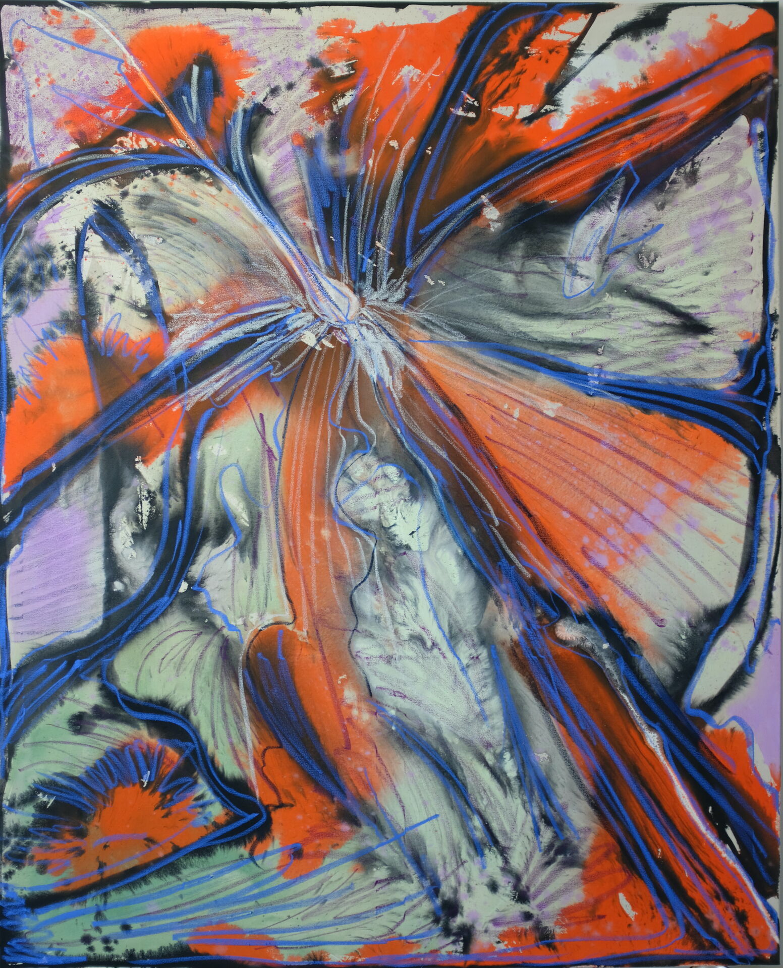 Horses, 210 x 170 cm, ink and lacquer on canvas, 2024
